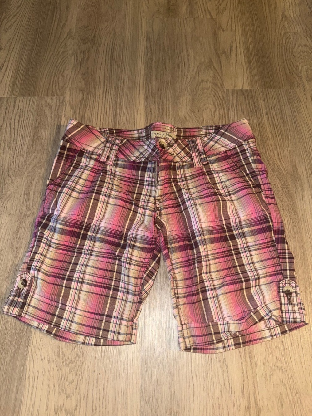 Y2K Pink Plaid Bermuda Shorts Mall Goth Coquette Preppy Grunge Cargo Style